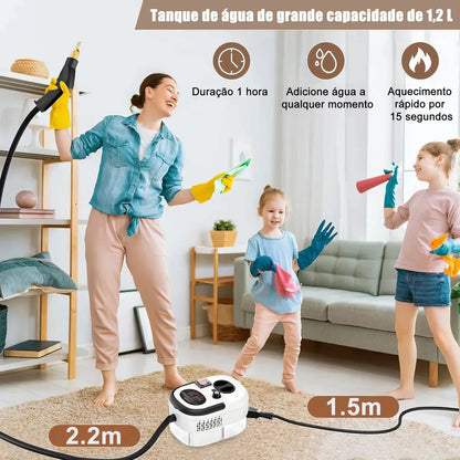 Limpiador a Vapor 2500W Alta Potencia para Limpieza Profunda