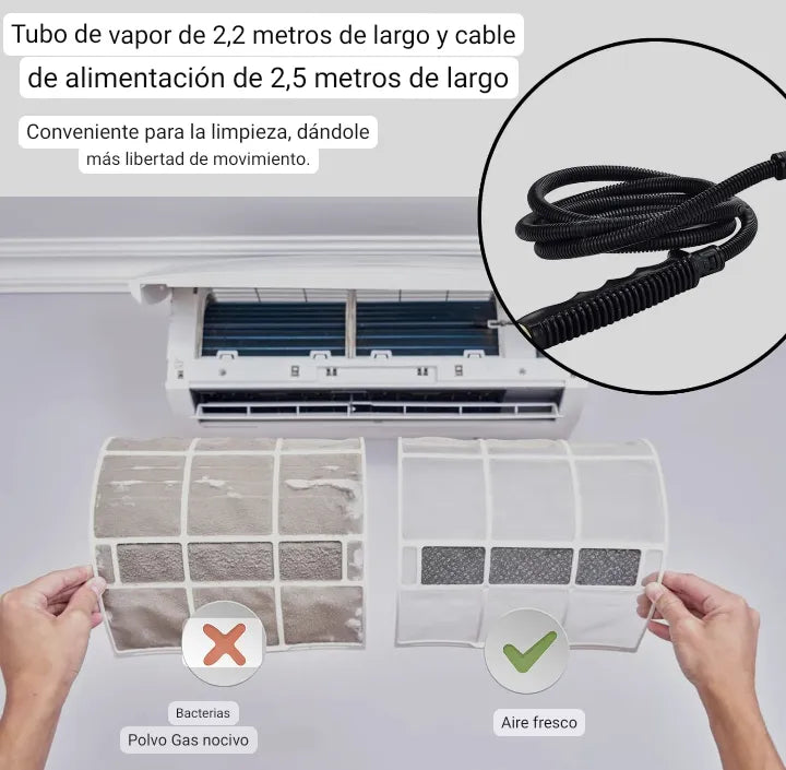 Limpiador a Vapor 2500W Alta Potencia para Limpieza Profunda