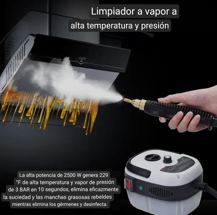 Limpiador a Vapor 2500W Alta Potencia para Limpieza Profunda