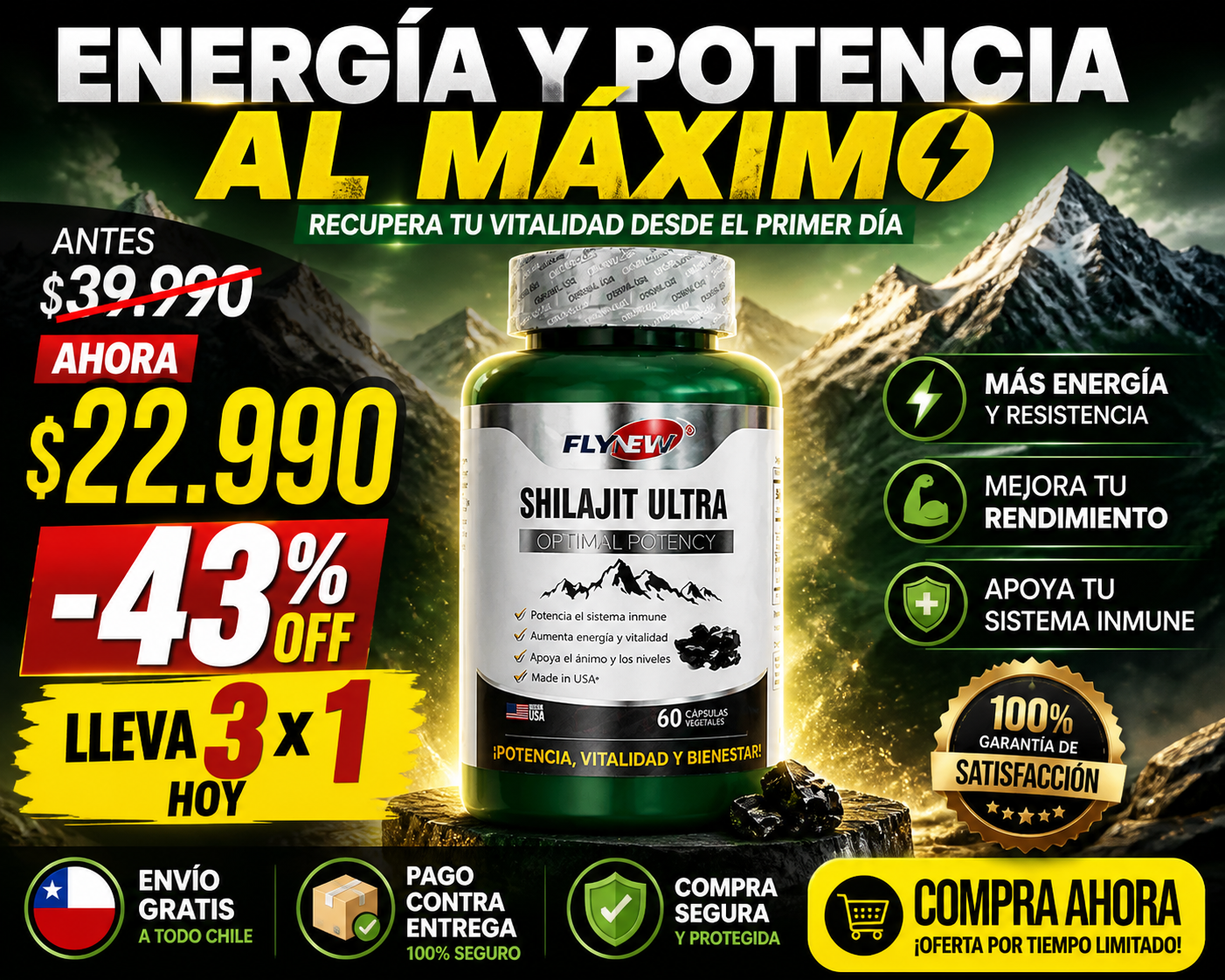 SHILAJIT ULTRA - 60 CAPSULAS