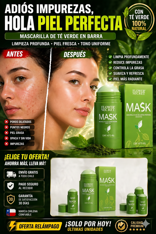 ¡ADIÓS A LAS IMPUREZAS! MASCARILLA TE VERDE FLOWER SECRET CON ENVÍO GRATIS‼️