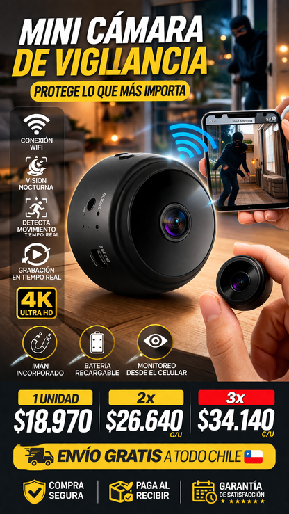 🚨 ¡SEGURIDAD REAL EN TU HOGAR + ENVÍO GRATIS! Mini Cámara de Vigilancia HD