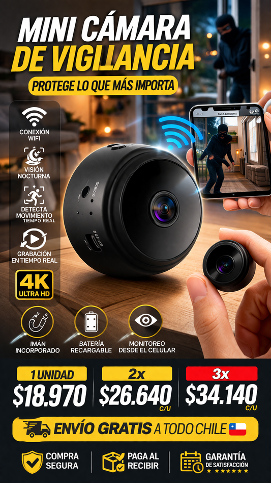 🚨 ¡SEGURIDAD REAL EN TU HOGAR + ENVÍO GRATIS! Mini Cámara de Vigilancia HD